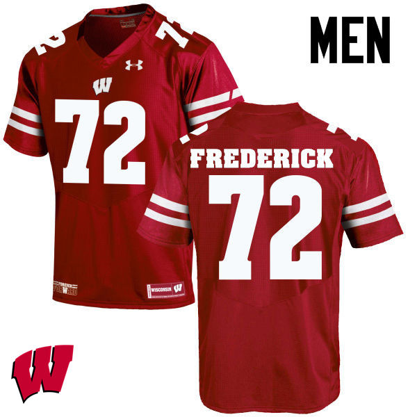 Wisconsin Badgers Men's #72 Travis Frederick NCAA Under Armour Authentic Red College Stitched Football Jersey JL40F65NV